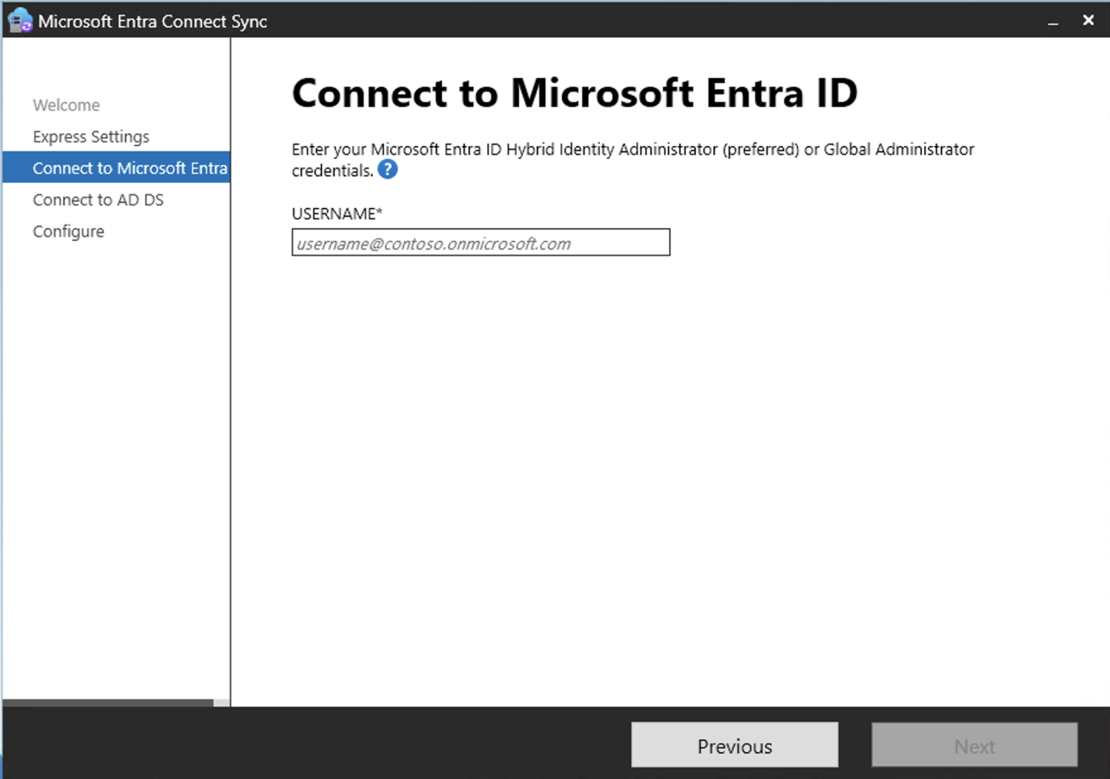 entra connect connect to entra id empty