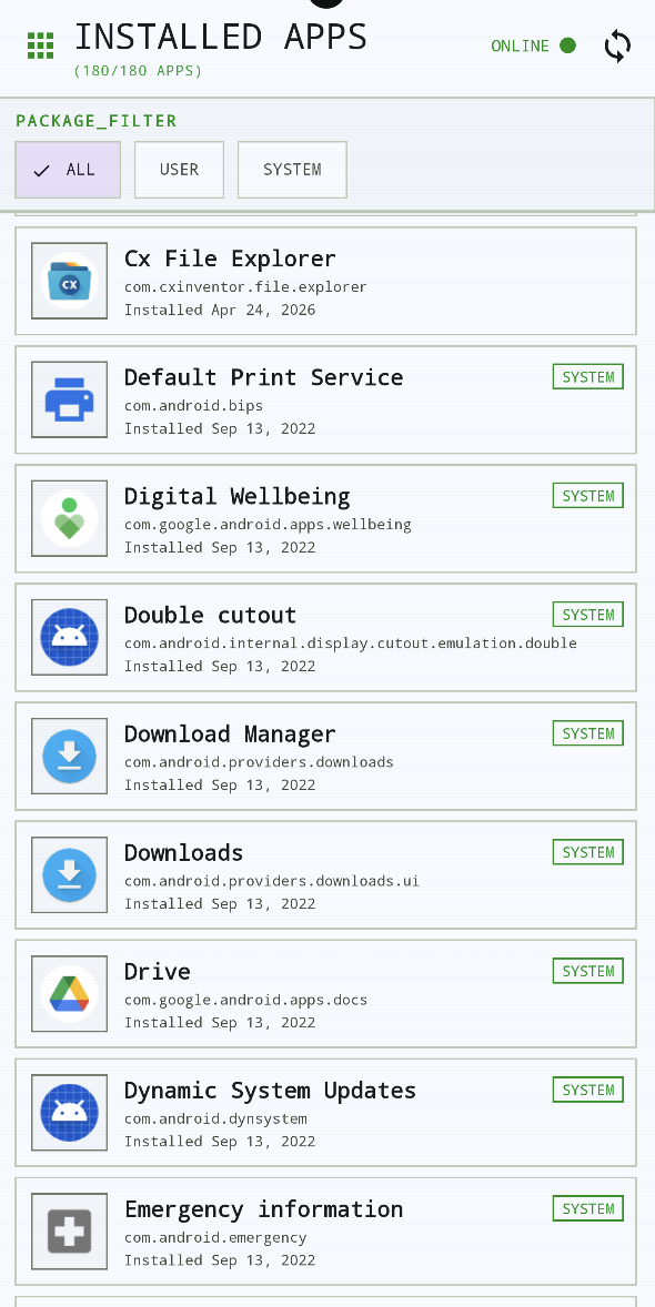 Installed packages inventory inside xhunter