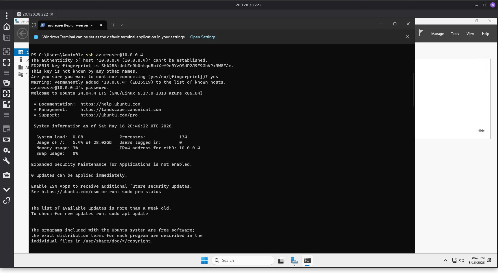SSH 进入 Splunk VM