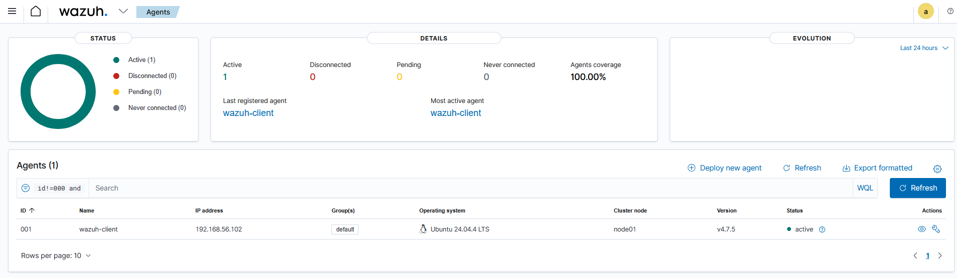 活动的 Wazuh Agent