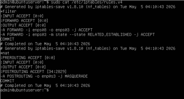 iptables rules persisted