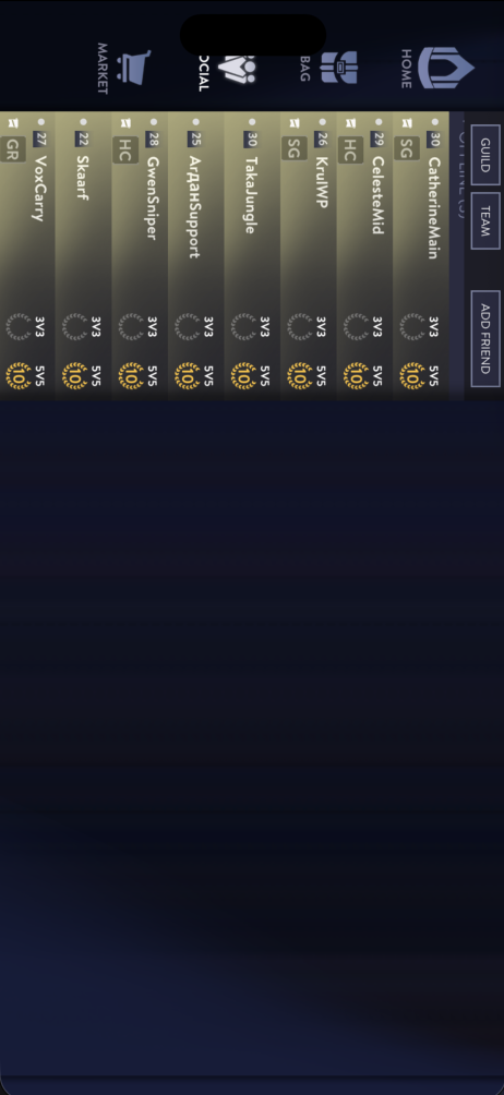 Social UI screenshot