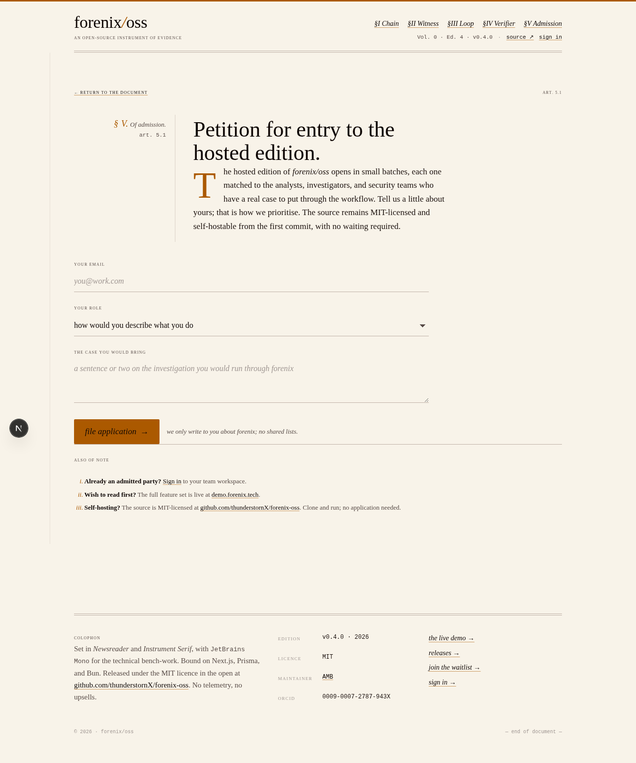 Petition for entry — waitlist