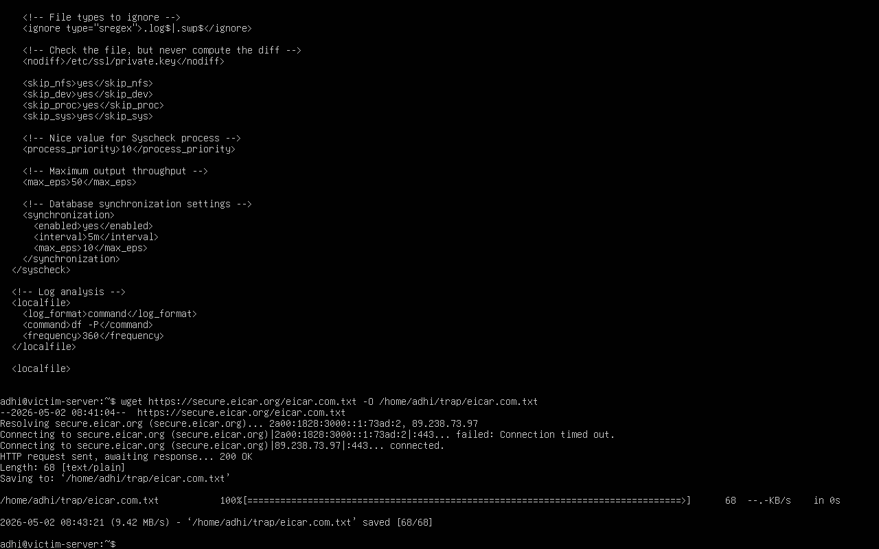 VirtualBox_Victim server_Eicar file