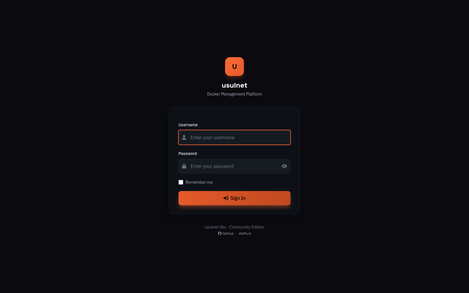 Login page