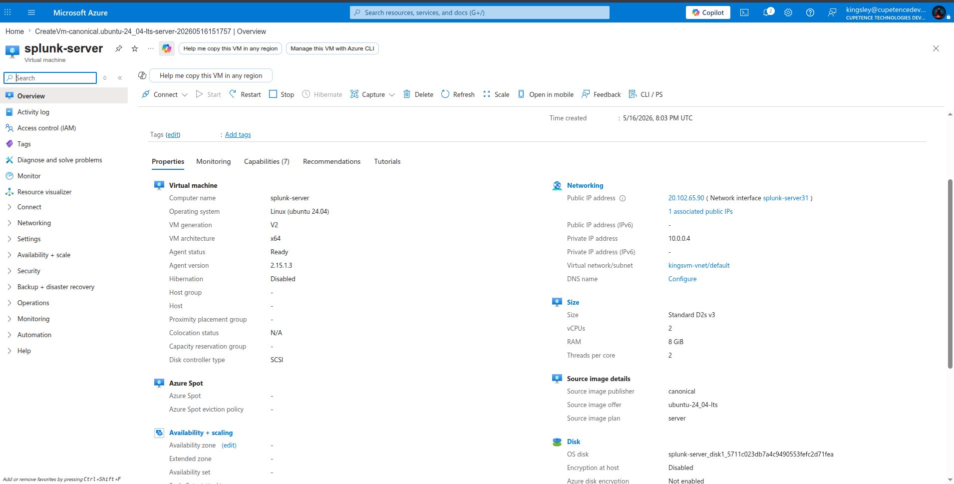 Splunk VM 属性