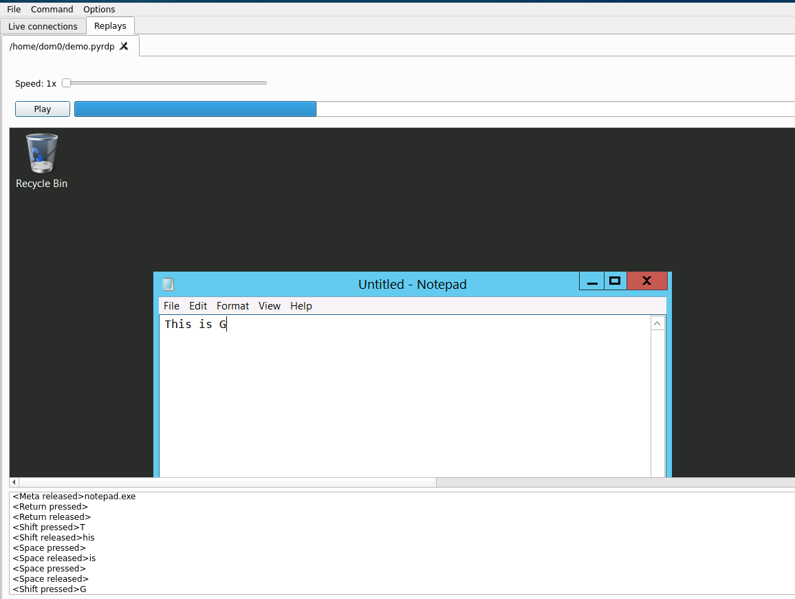 PyRDP Player 重播 RDP 会话