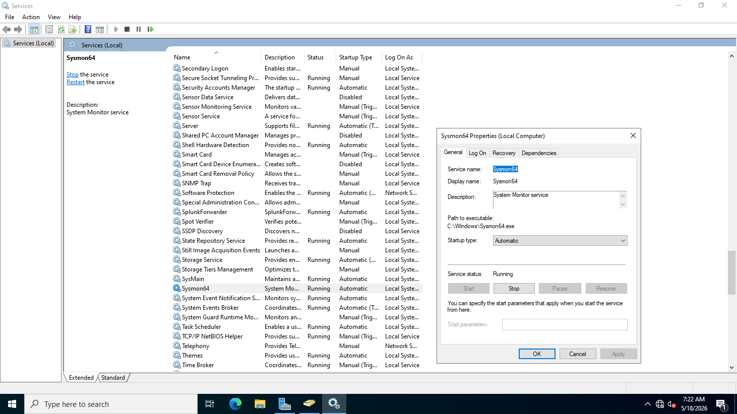 Verifying sysmon telemetry