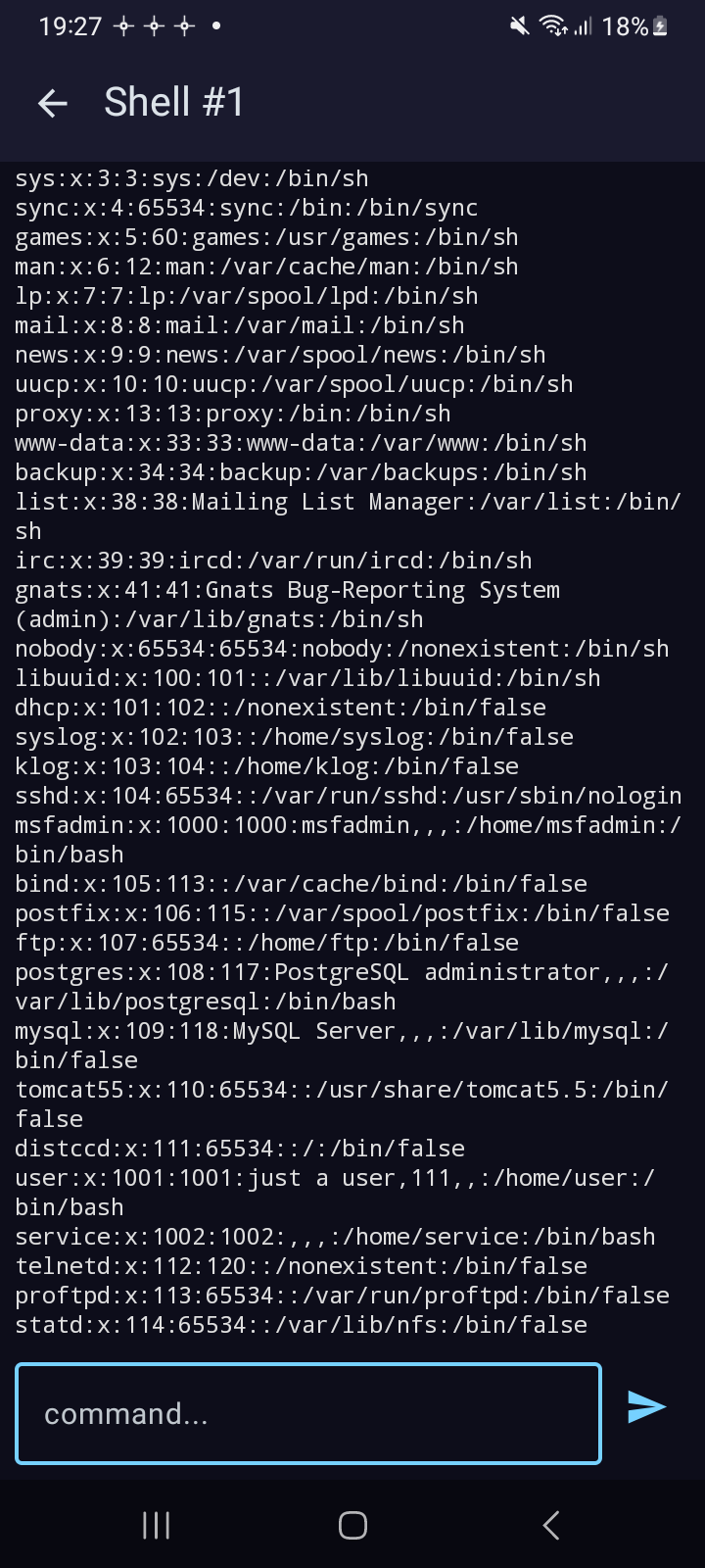 MSF shell commands