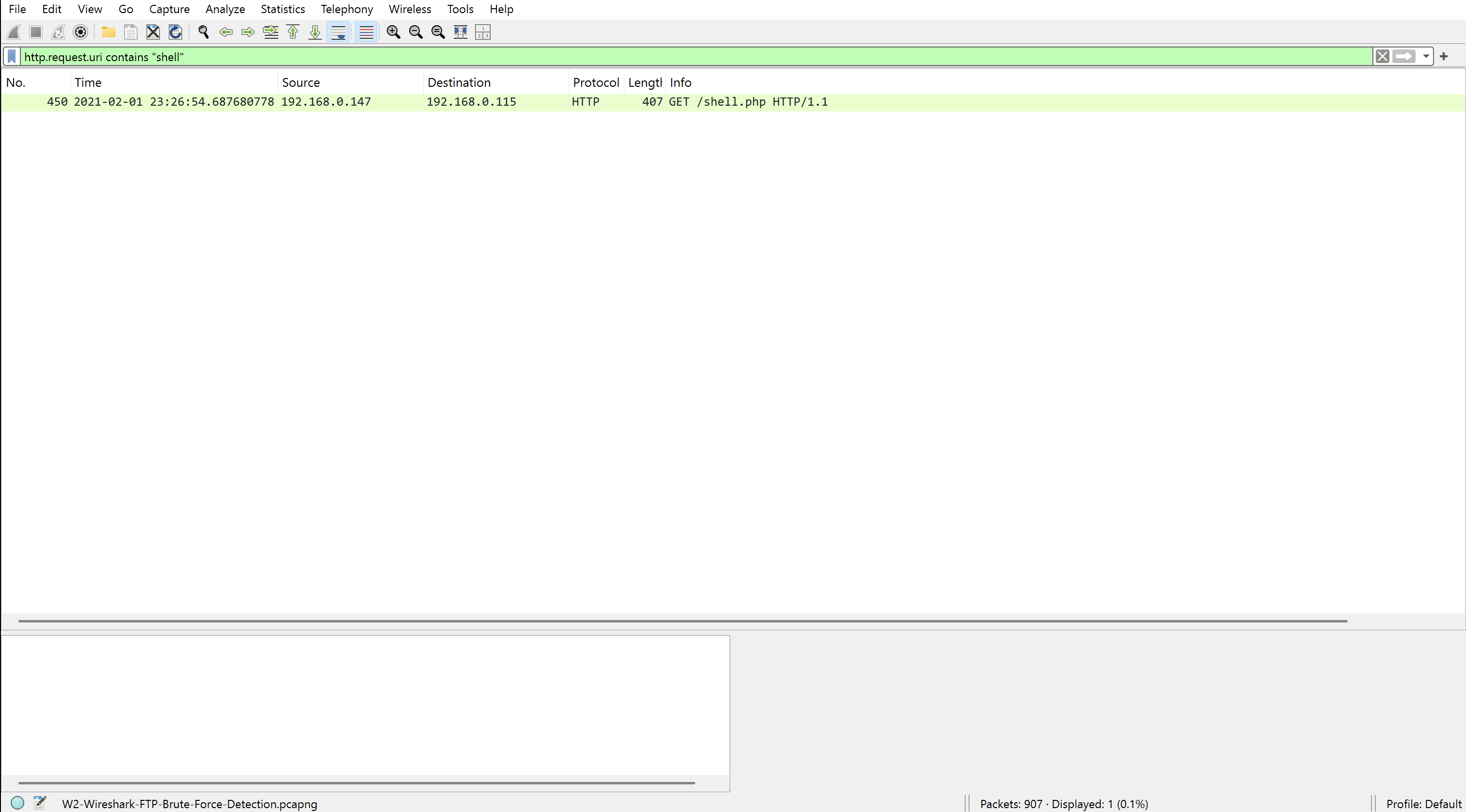 数据包 407 — GET /shell.php