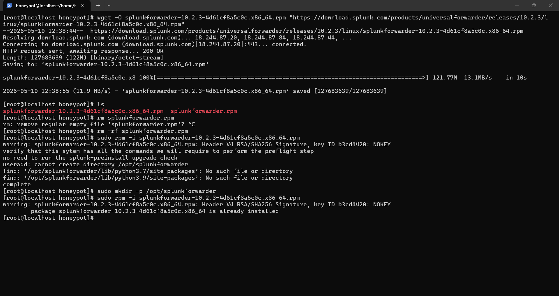 Downloading and Installing Splunk Forwarder