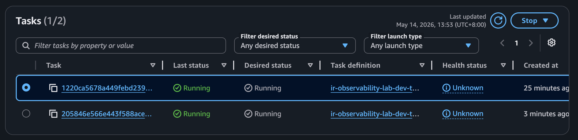 ECS tasks scaled out