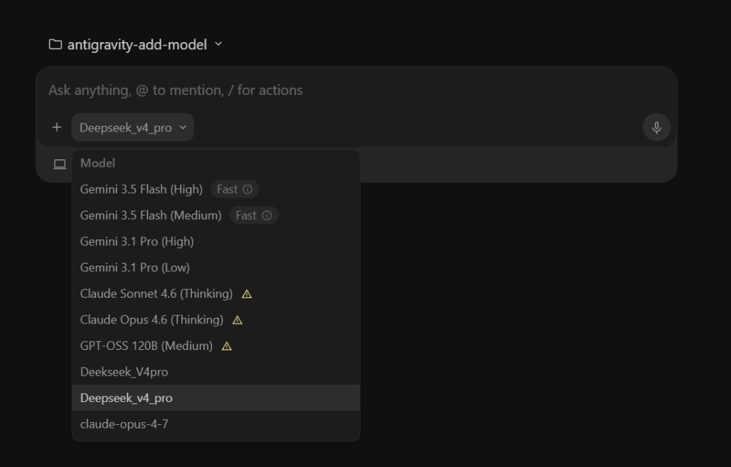 Model Selection Dropdown