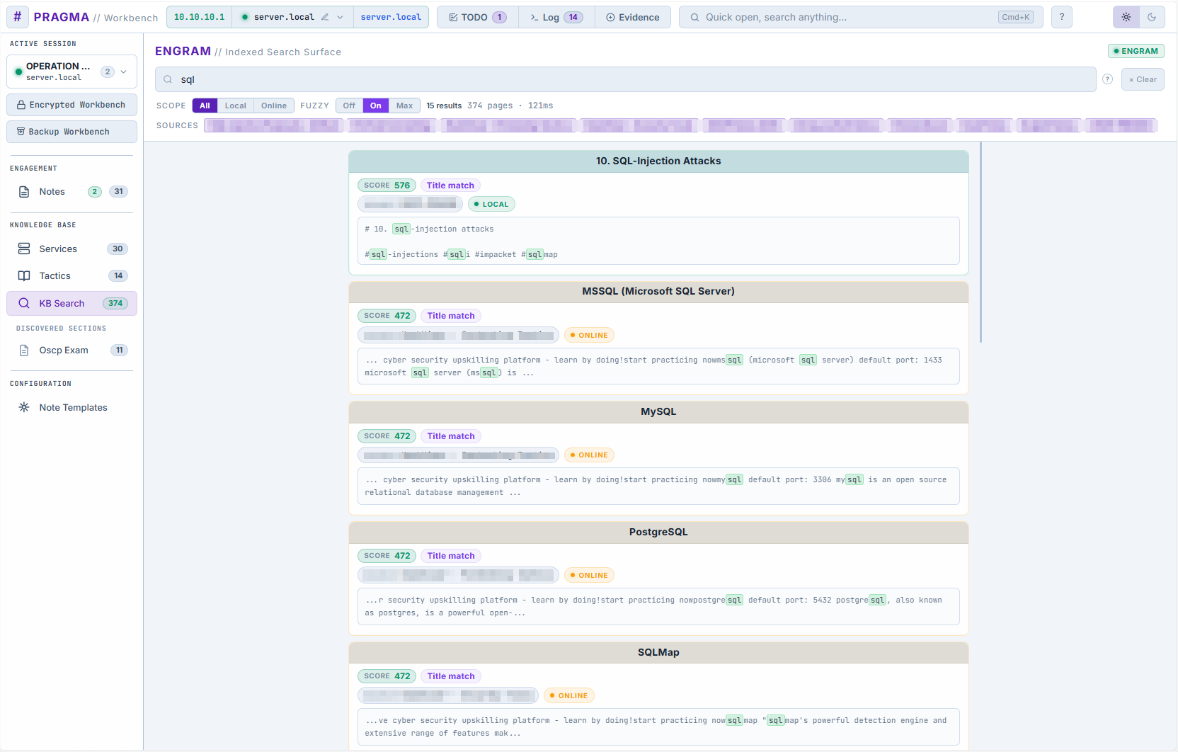 PRAGMA Indexed Search