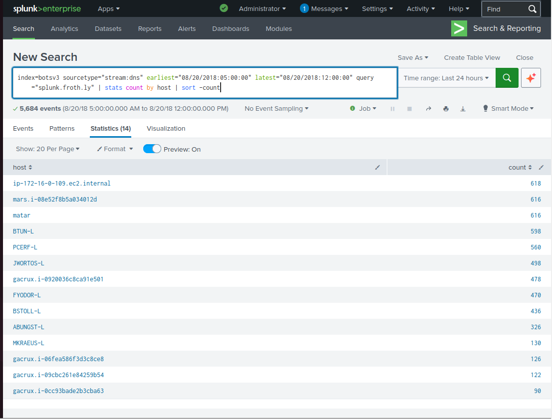 查询 05 - 查询 splunk.froth.ly 的主机