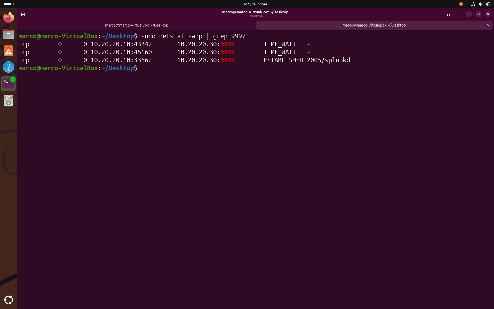 splunk port validation_ubuntu
