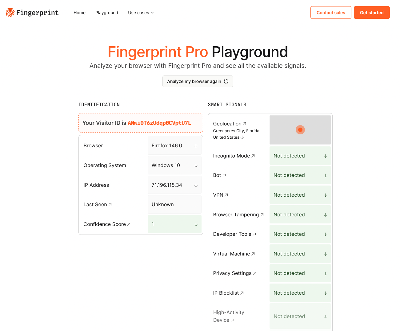 FingerprintPro 未检测到