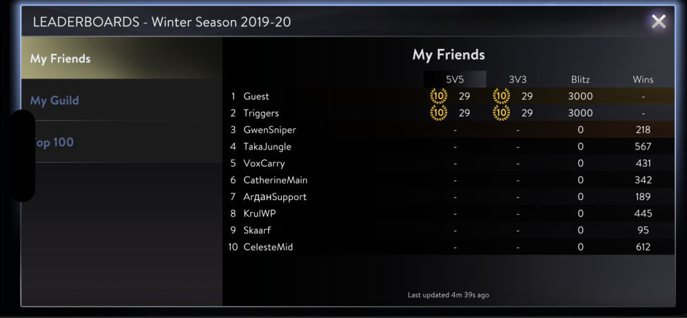 Leaderboard UI screenshot
