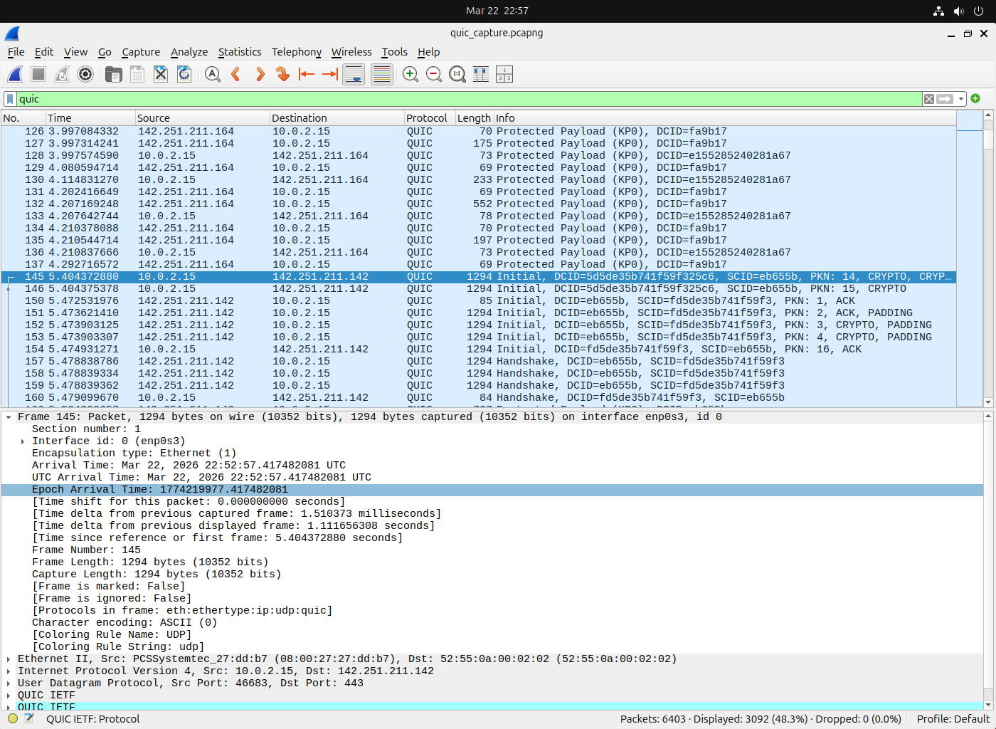 QUIC HTTP/3 traffic analysis