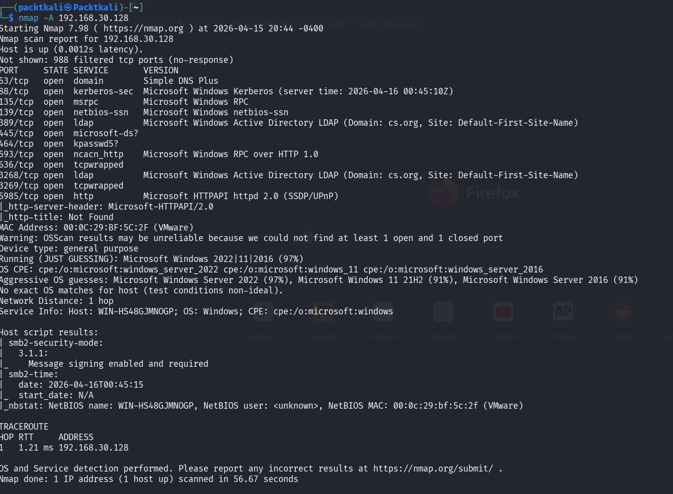 针对性 Nmap 扫描域控制器