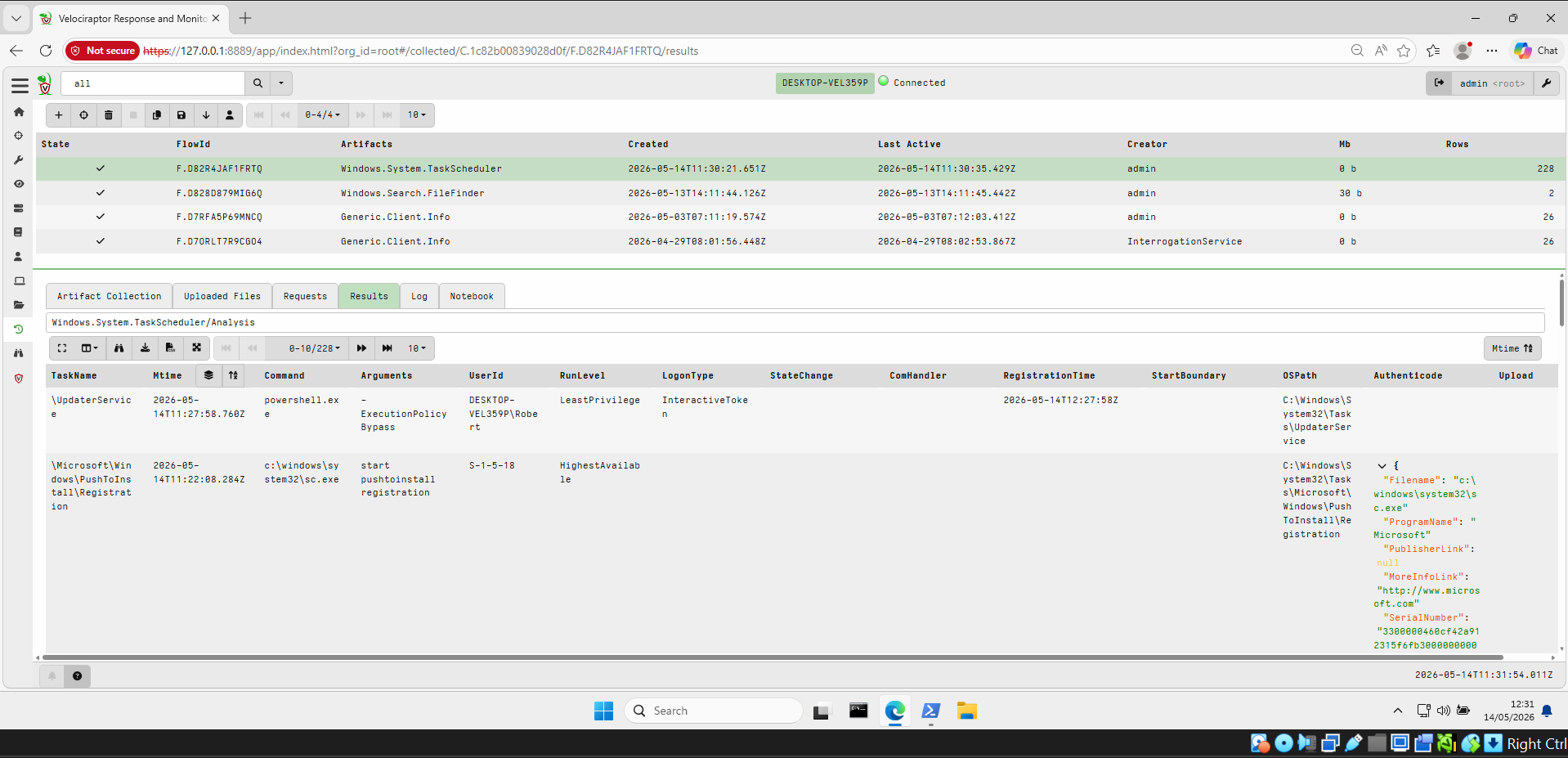 Detected the scheduled task persistence