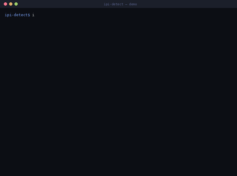 ipi-detect 演示 — 对 EchoLeak 模式 payload 的内容扫描,归因于 CVE-2025-32711 的运行时阻断,IOC 命中,测试套件,覆盖率验证器,以及语料库评估记分板
