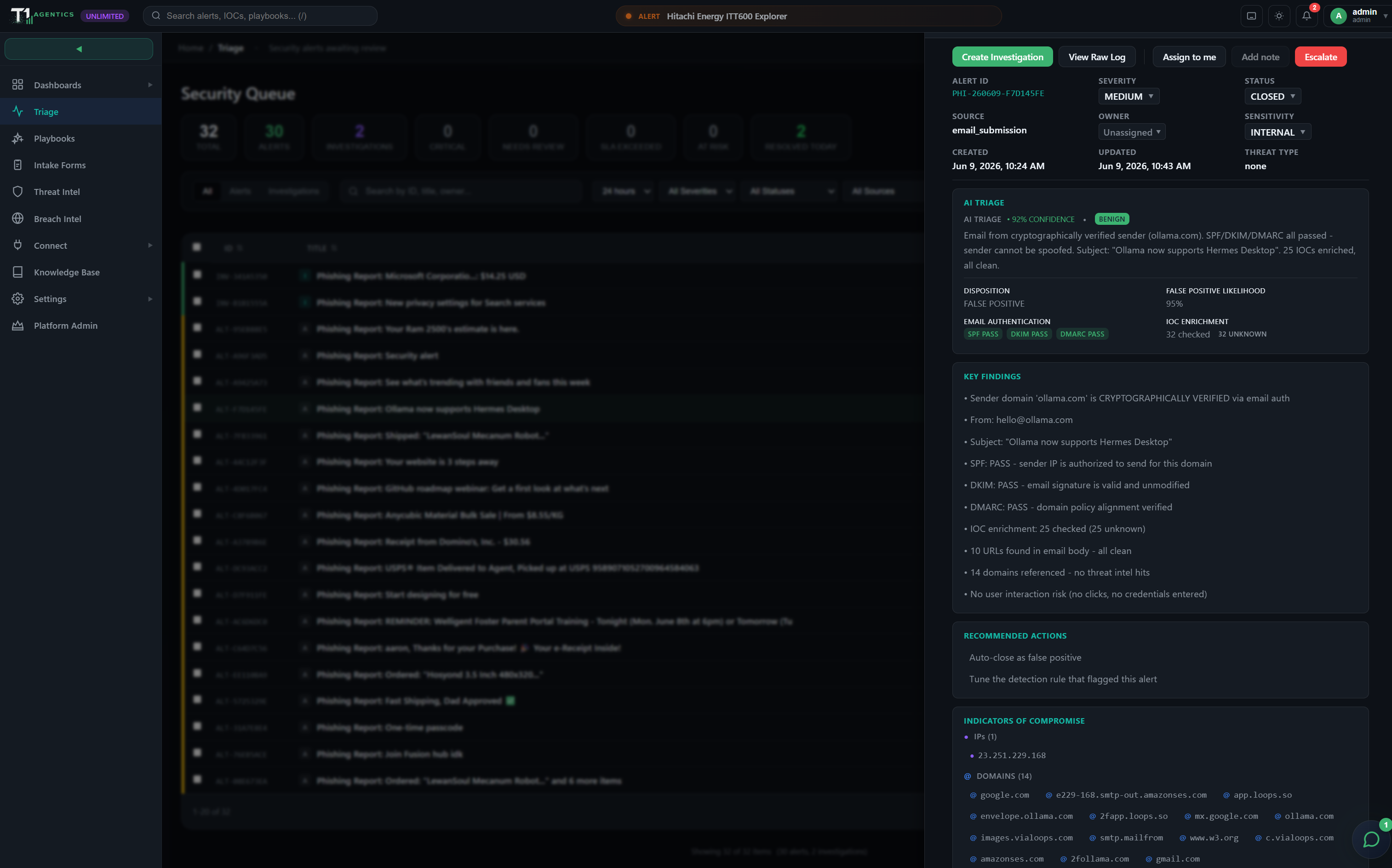 Inline alert triage drawer