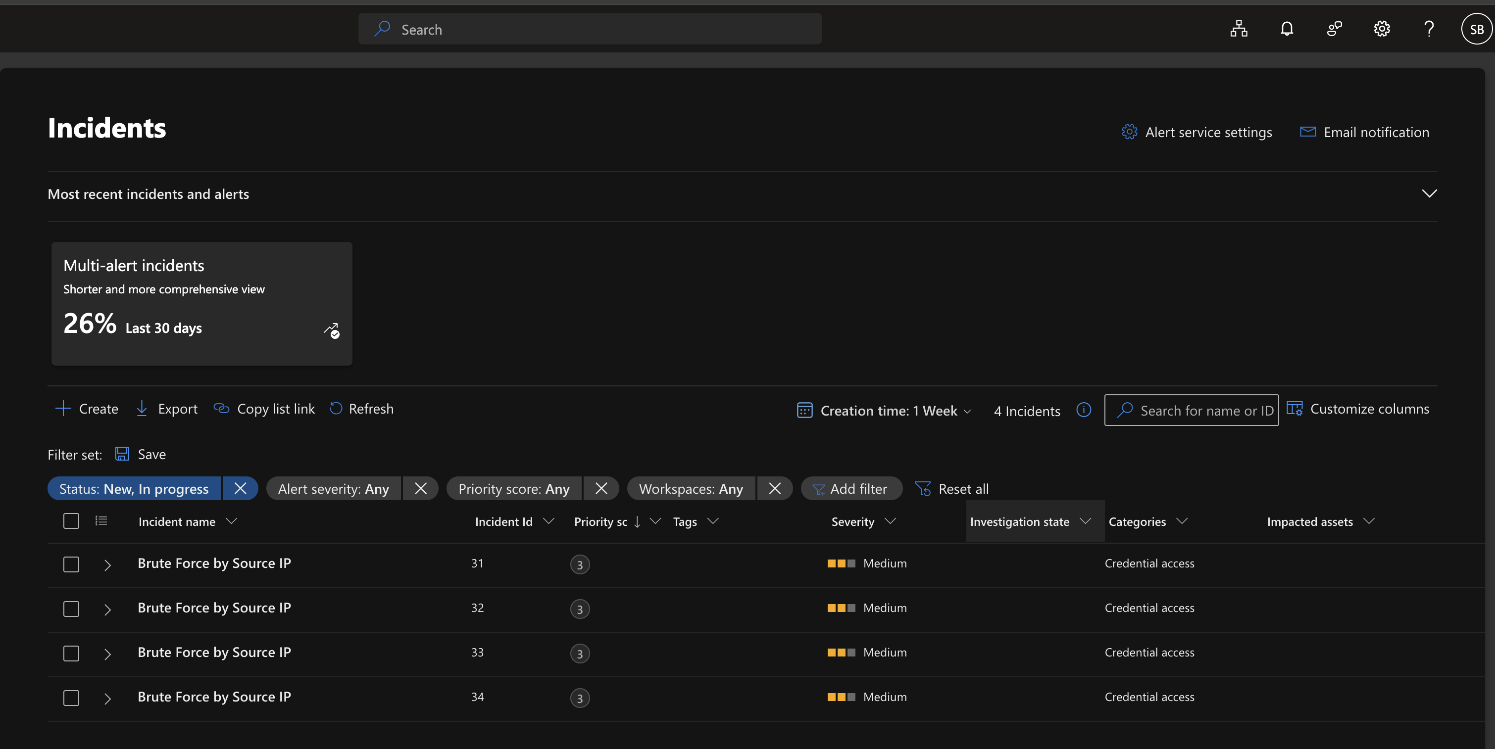 Sentinel Incidents Triggered