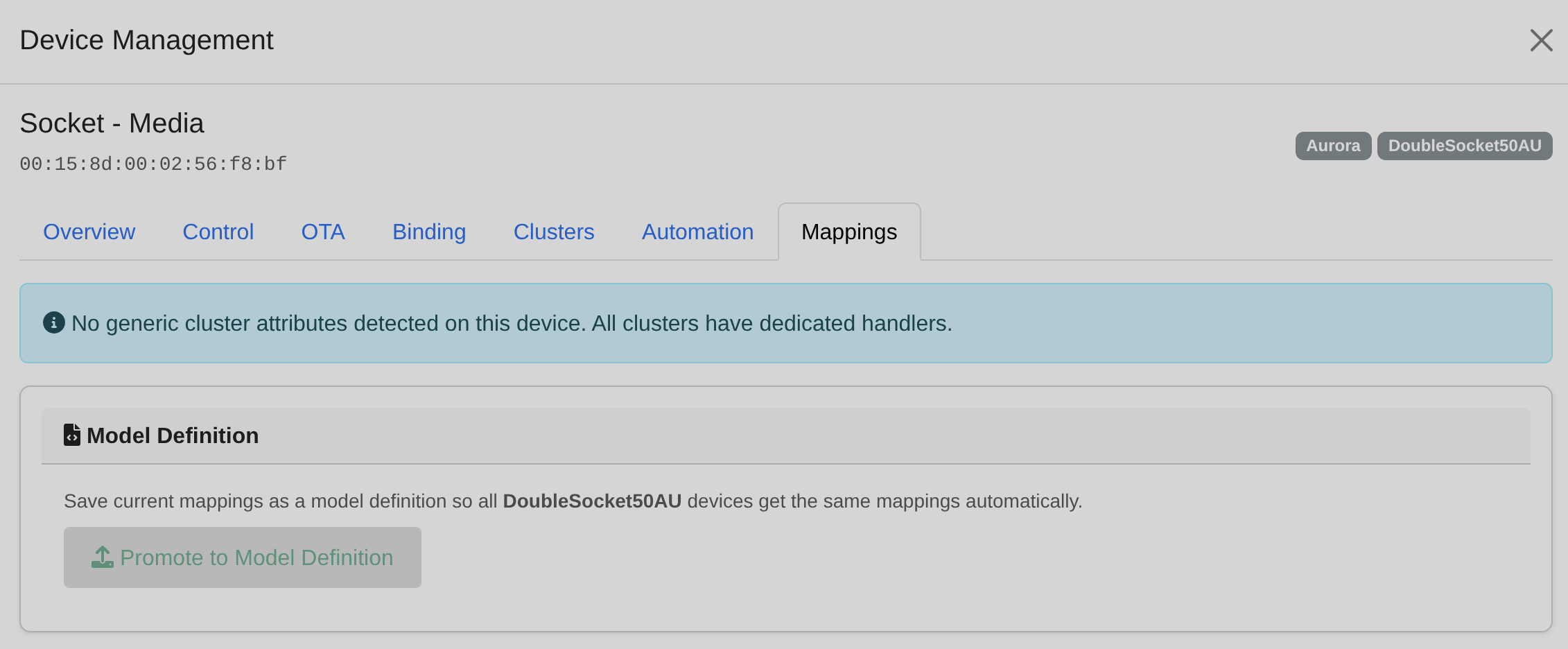 Device mappings tab showing unmapped attributes and active mappings
