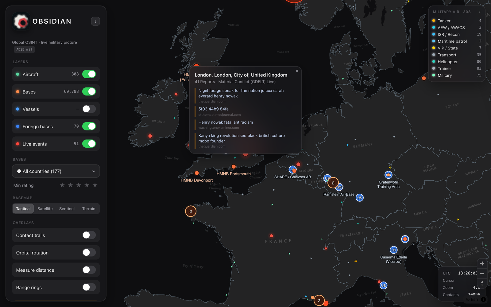 Live GDELT conflict hotspots resolving to source news reporting