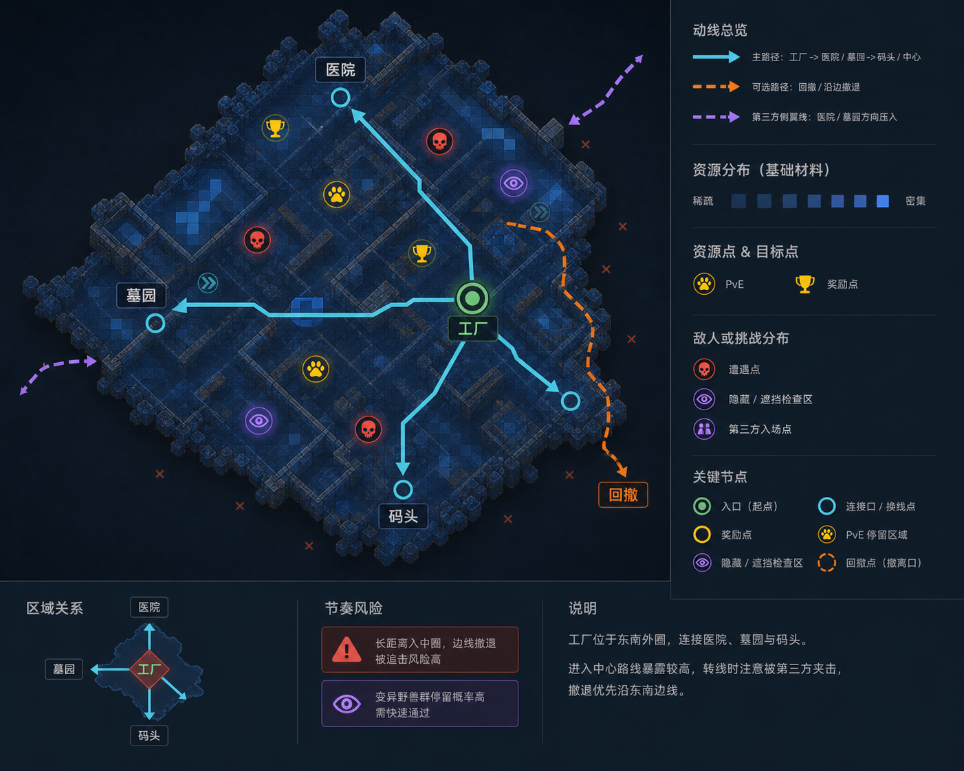 图 F-15.10:工厂(Factory)image2 重绘区域结构与关卡设计标注