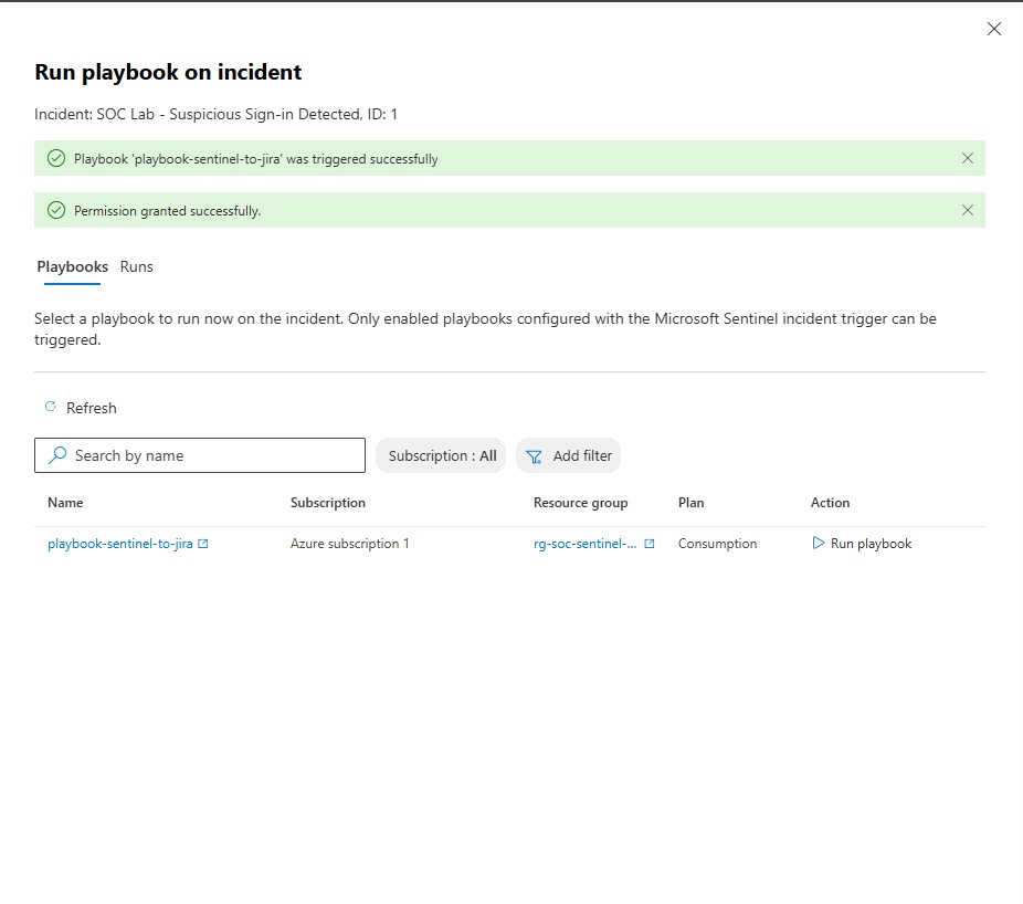 Playbook 已触发