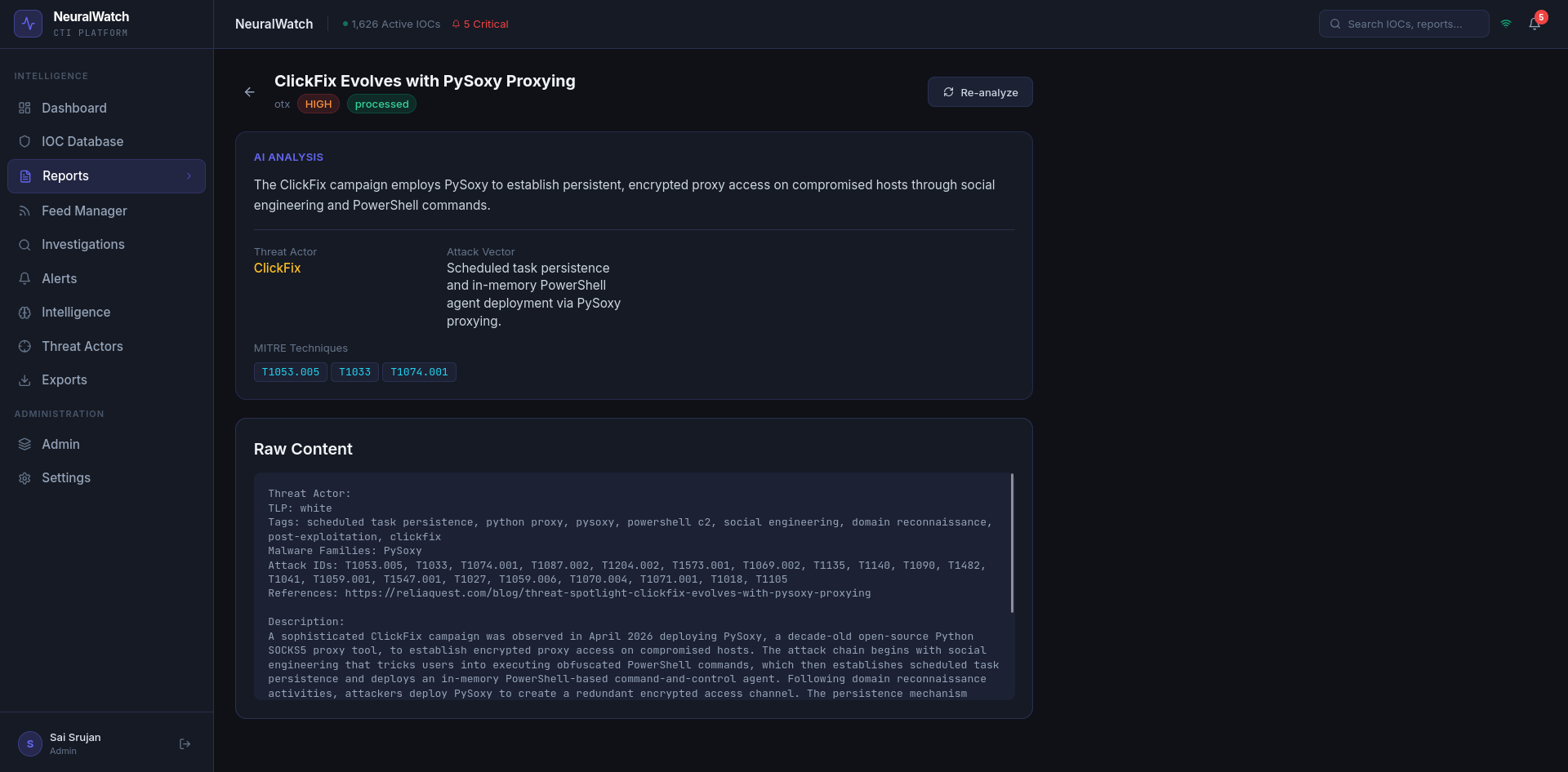 AI Analysis of a Threat Report