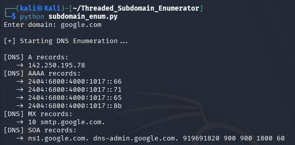 DNS Output
