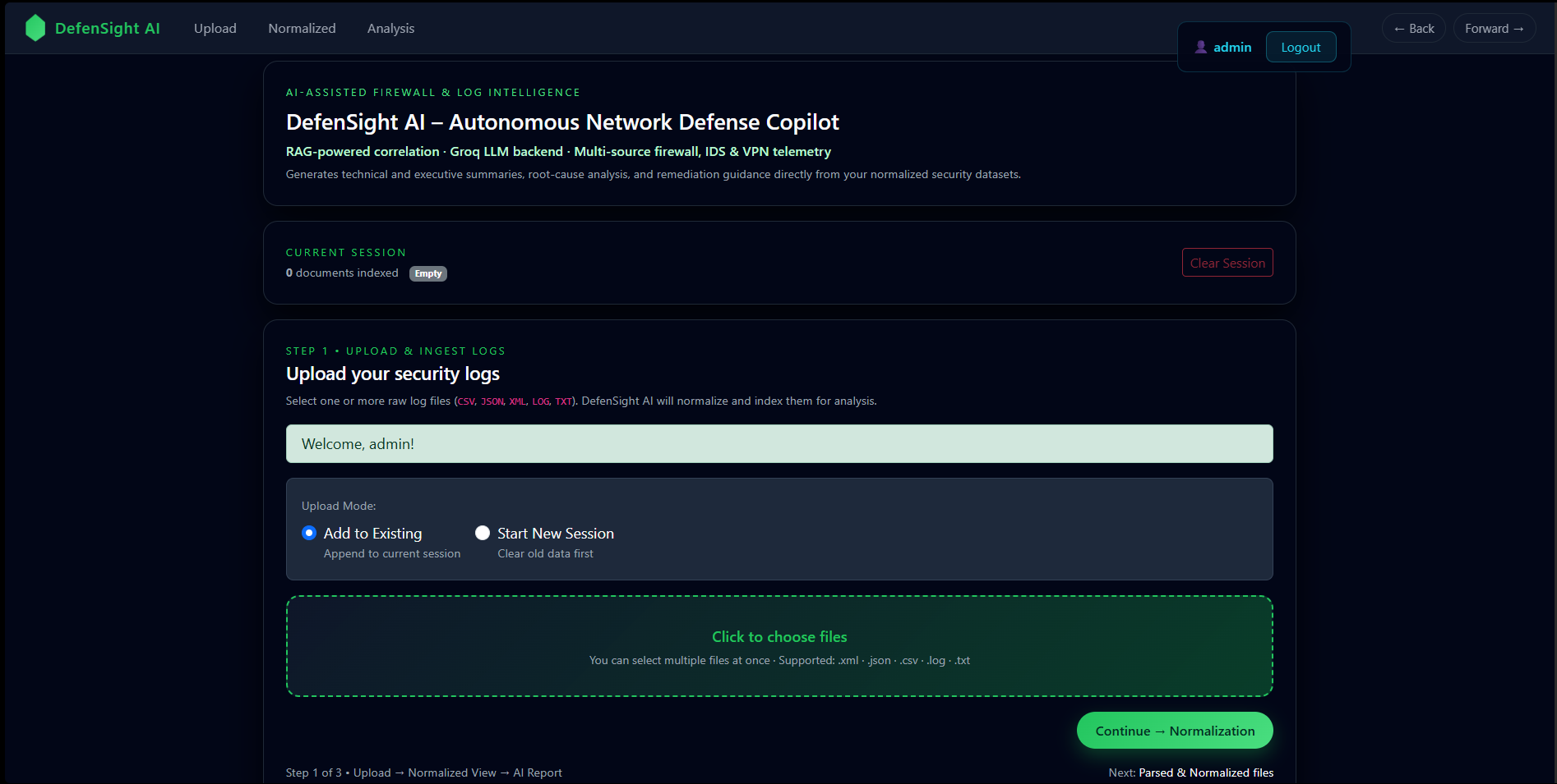 Upload Interface