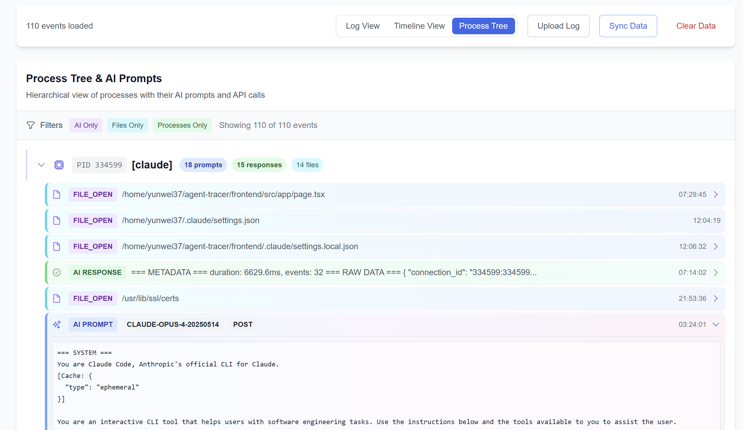 AgentSight Demo - Process Tree Visualization