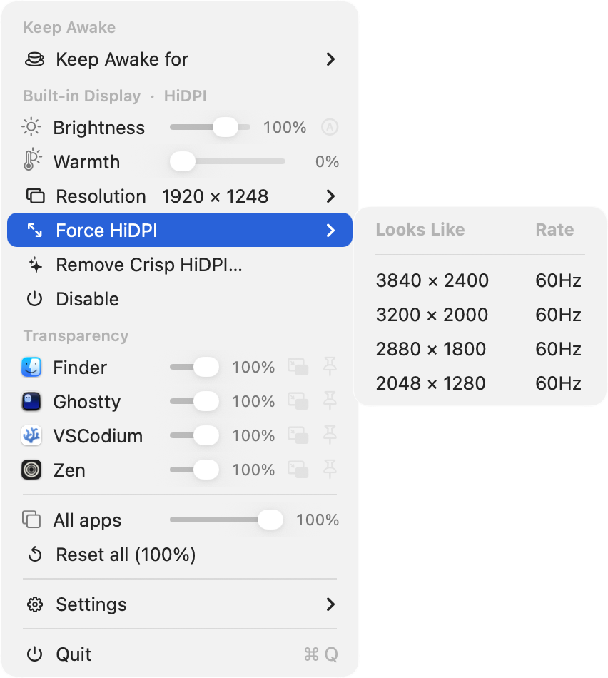 Force HiDPI sizes