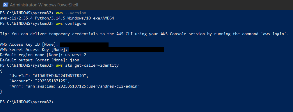AWS CLI 身份