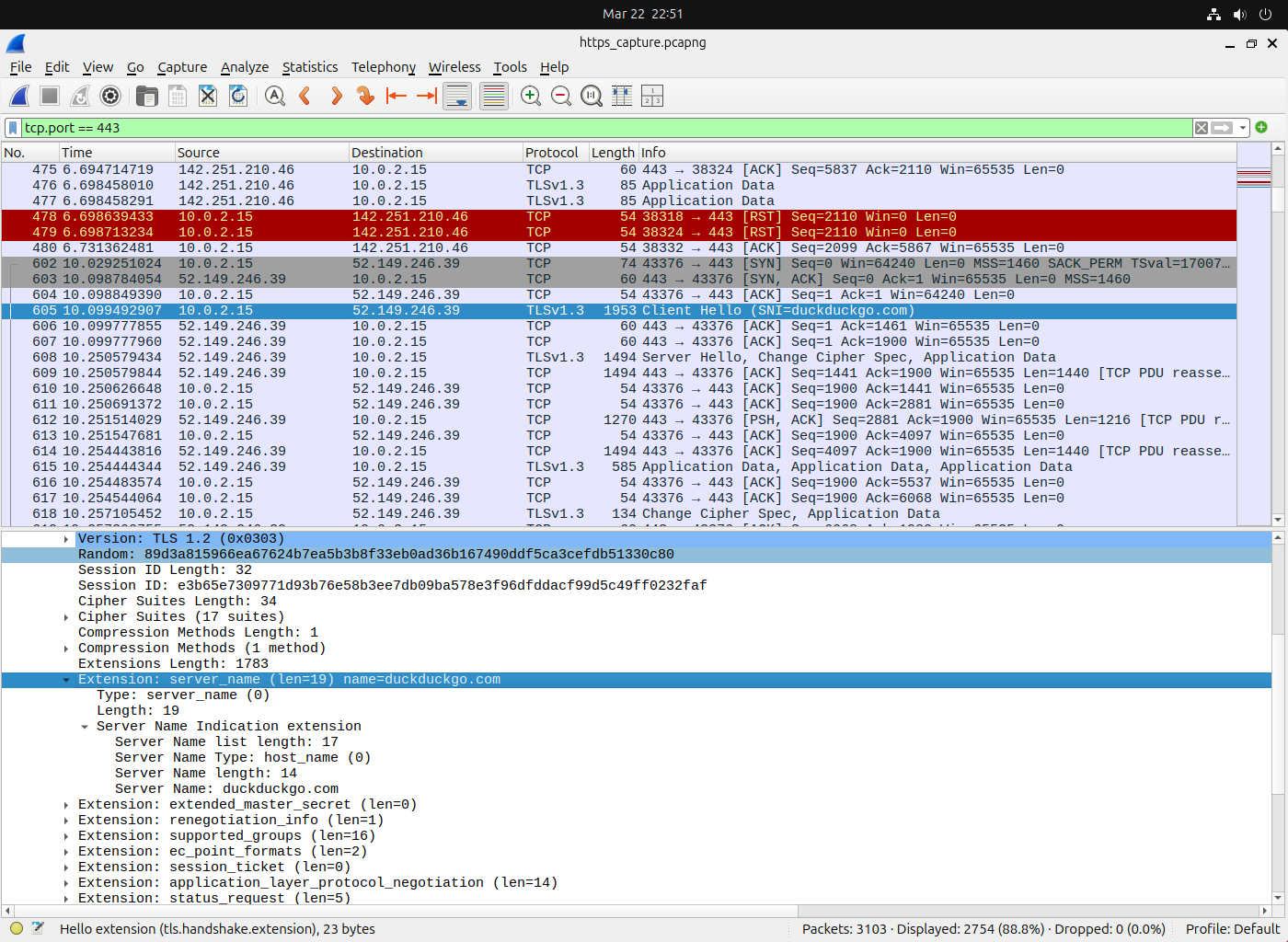 HTTPS traffic filtered on port 443