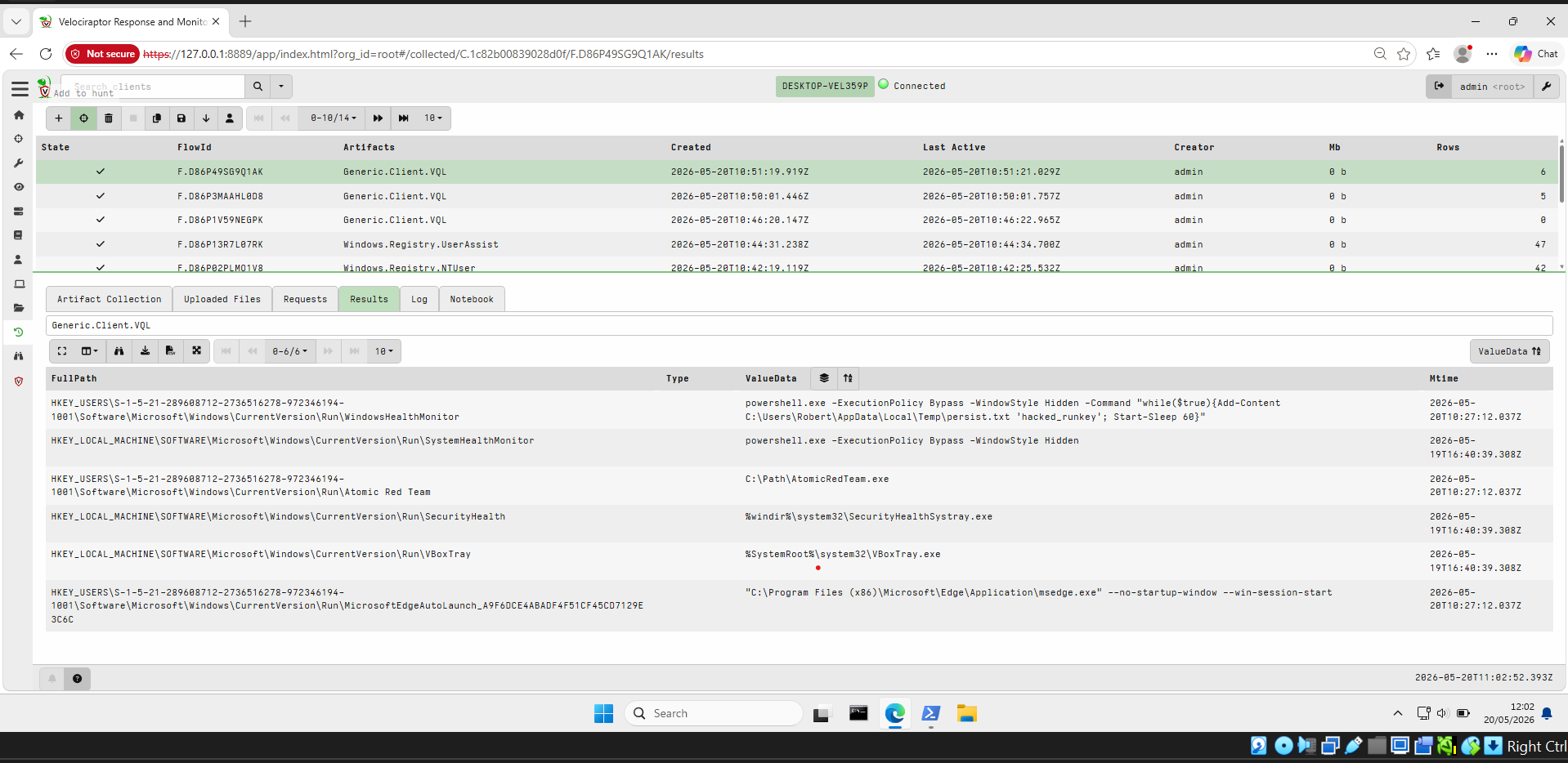 Registry run key detected