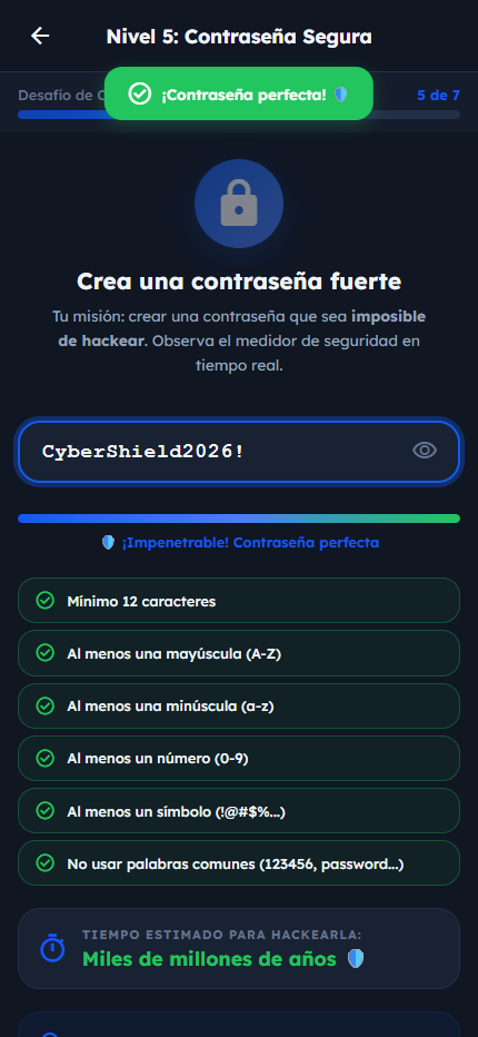 Nivel de contraseña segura