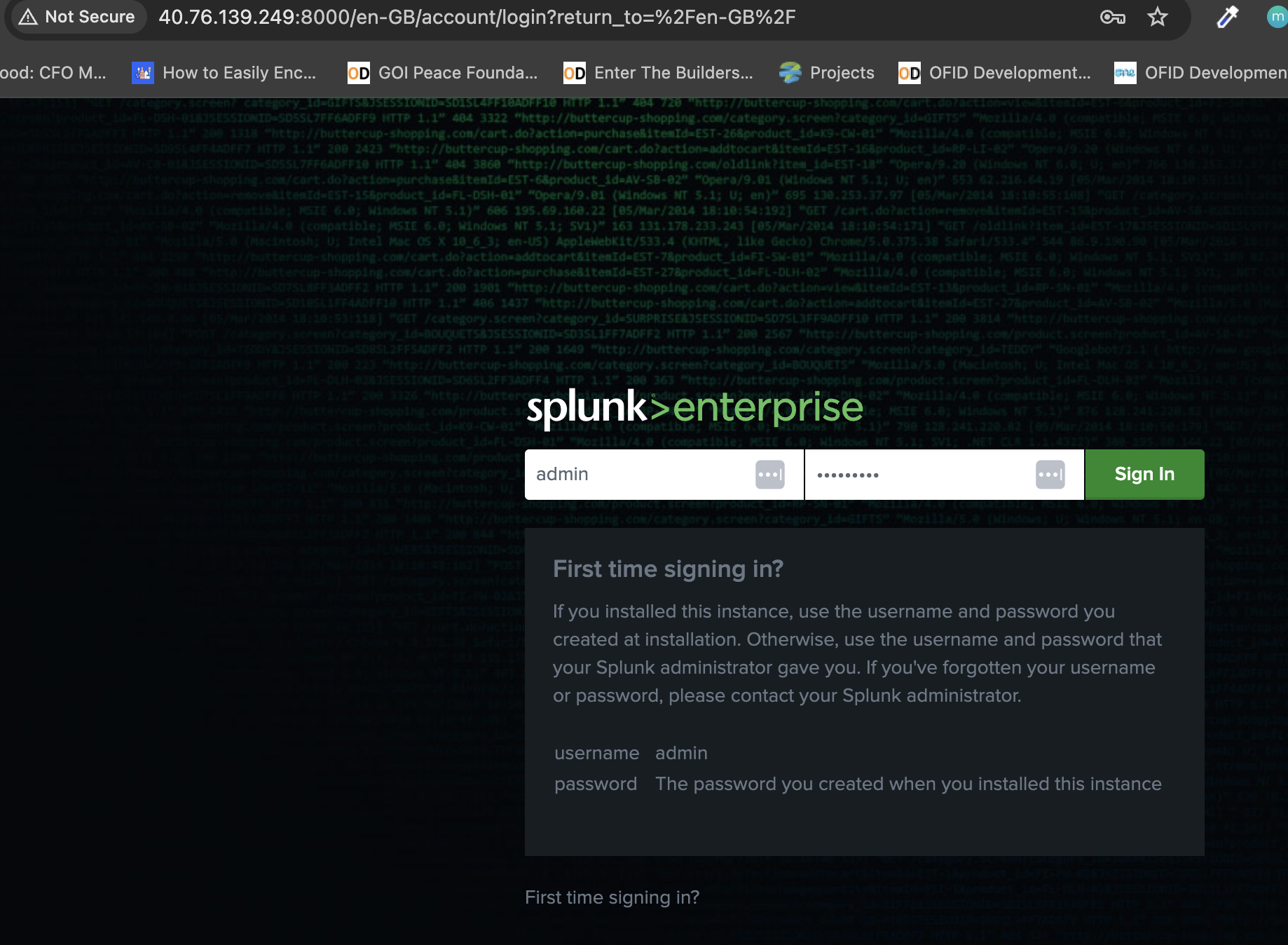 Splunk login