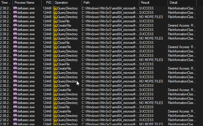 ProcMon — deltasec.exe 活动