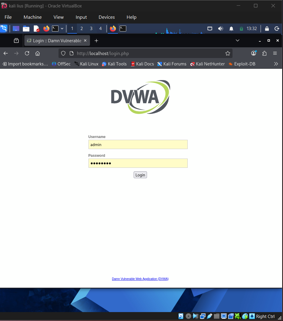 DVWA Login Page