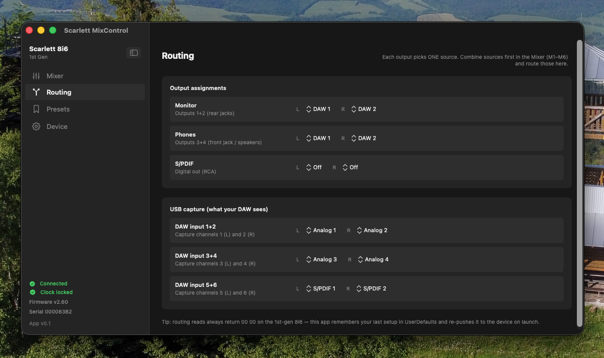 Routing tab