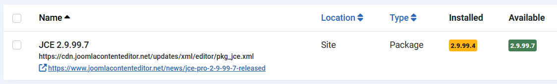 可用的 JCE 更新