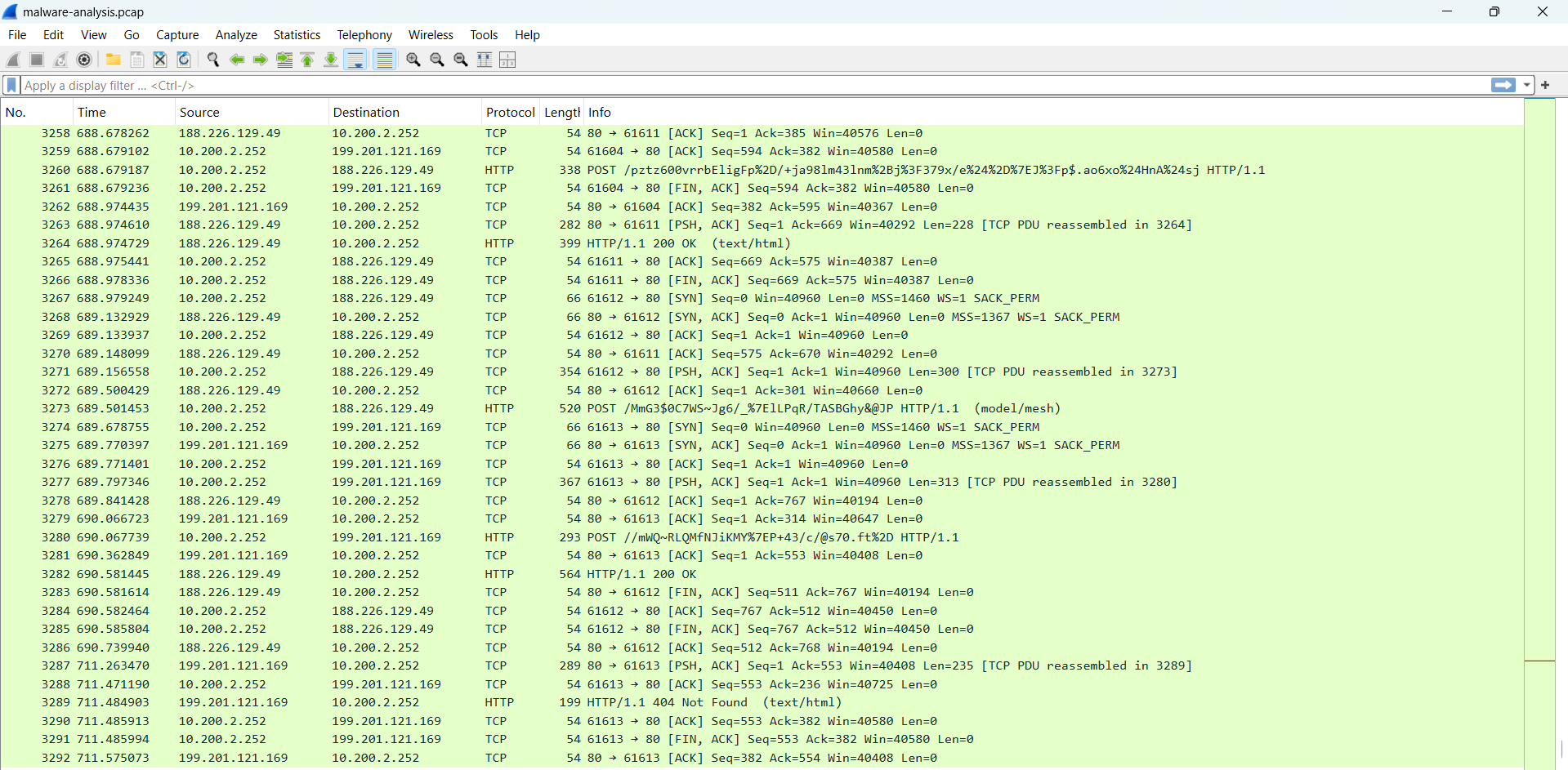 Opened PCAP