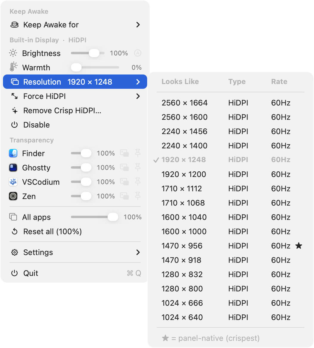 Resolution picker
